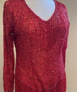 IMG_5199 red long sleeve beaded pant suit from Darius Cordell