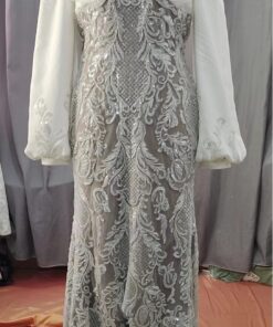 JD-MBU long bell sleeve empire waist beaded emboidery wedding gown by darius cordell