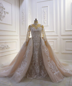 422 (1) sheer long sleeve illusion neckline wedding gown by Darius Cordell