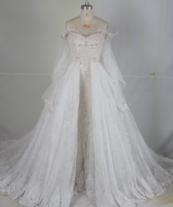 Ambere Hafizi - long bishop sleeve beaded lace wedding gown from darius cordell
