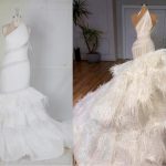 $10k inspired recreations of a Valdrin Sahiti fit-and-flare wedding gown for $2k from Darius Cordell Texas