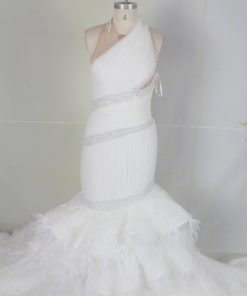 Vintea Burns-3 sleeveless halter darius cordell wedding gown with feathers