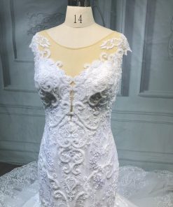 ED001 illusion neckline beaded embroidery wedding gown from darius cordell