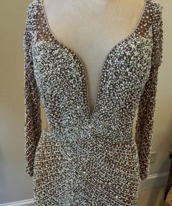 IMG_2907 swarovski crystal beaded long sleeve pageant evening gown