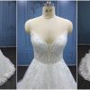 WT4514 fancy lace wedding gown with pearl beaded neckline and spaghetti straps from Darius Cordell - 218