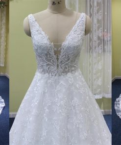 WT4521 sleeveless v-neck a-line beaded lace wedding gown from Darius Cordell - 228
