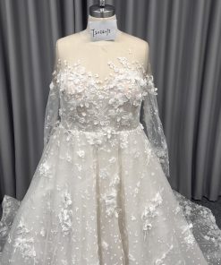 C2024-JDuke - plus size long sleeve wedding gown by Darius Cordell