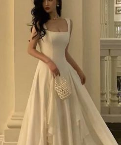 Clarissa Staehle - sleeveless a-line wedding gown with square bust neck line