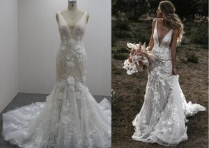 Replica of sexy sleeveless v-neck wedding gown by Darius Cordell inspired by style G-104 from Galia Lahav