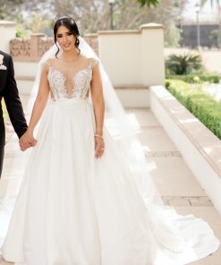 elegant ball gown wedding dress with beaded bodice
