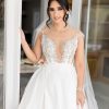 soft off the shoulder beaded umpire waist wedding ball gown