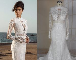 Beaded embroidery long sleeve wedding gown Replica made by Darius Cordell inspired by Galia Lahav Style G-805