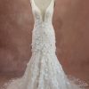C2024-TNorwood - sleeveless v-neck fit-to-flare wedding gown with 3D flower embellishment by Darius Cordell