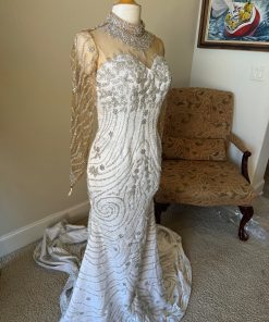 Berline 2 long sleeve wedding gown with beaded collar