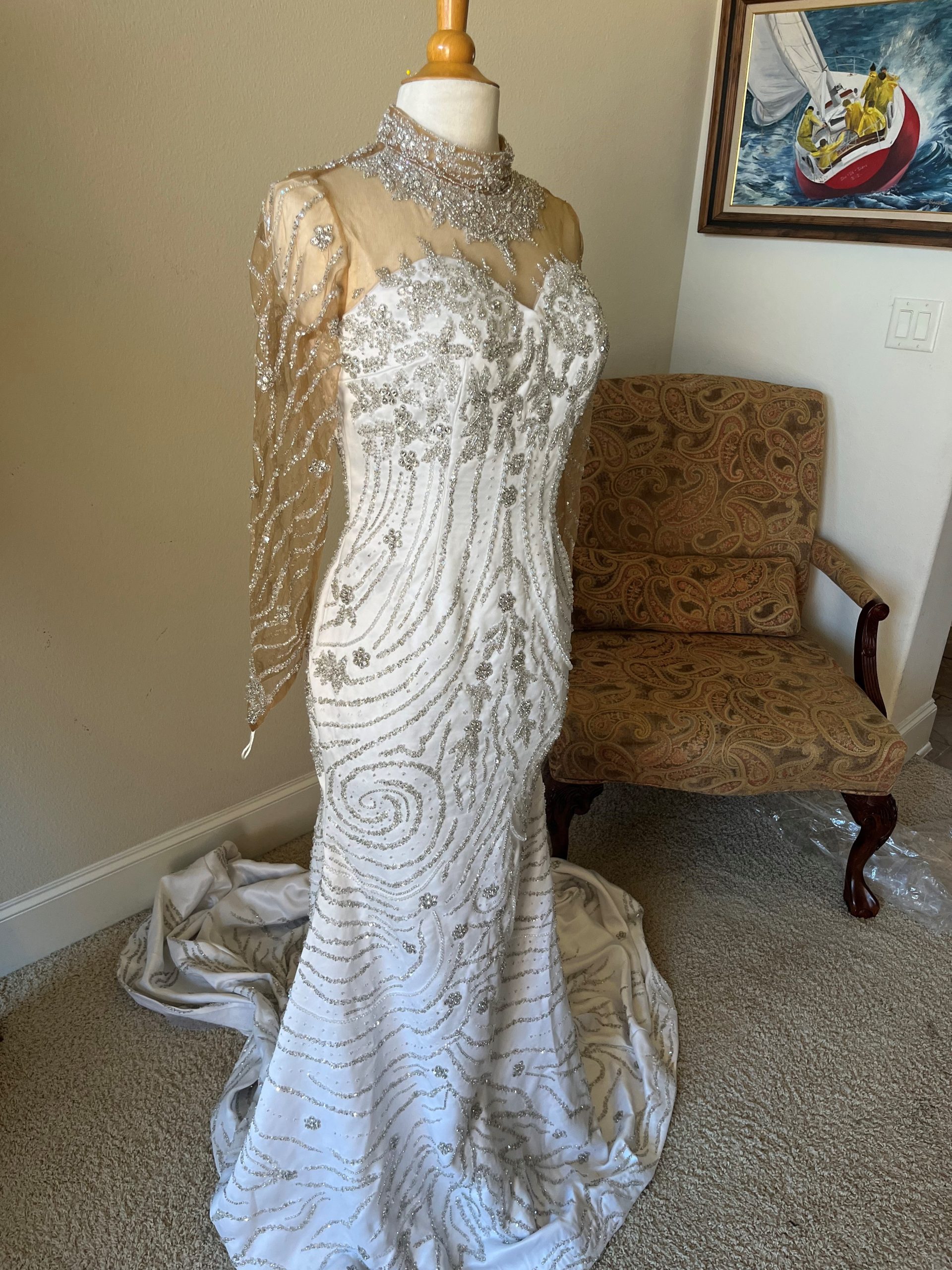 Berline 2 long sleeve wedding gown with beaded collar Berline 2 long sleeve wedding gown with beaded collar