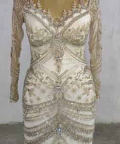 C2023-AAlicia - crystal beaded long sleeve ornate wedding gown by Darius Cordell
