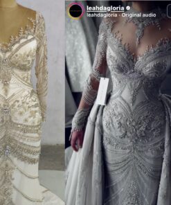 Inspired Recreation of a Leah DaGloria Crystal Beaded Long Sleeve Wedding Gown by Darius Cordell