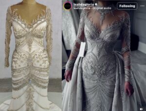 Inspired Recreation of a Leah DaGloria Crystal Beaded Long Sleeve Wedding Gown by Darius Cordell